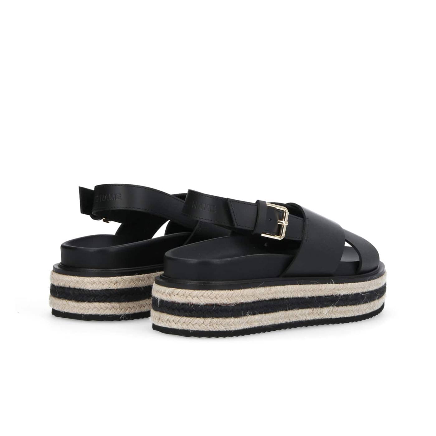 SUNA SANDALE W - PELLE DI MUCCA - NERO